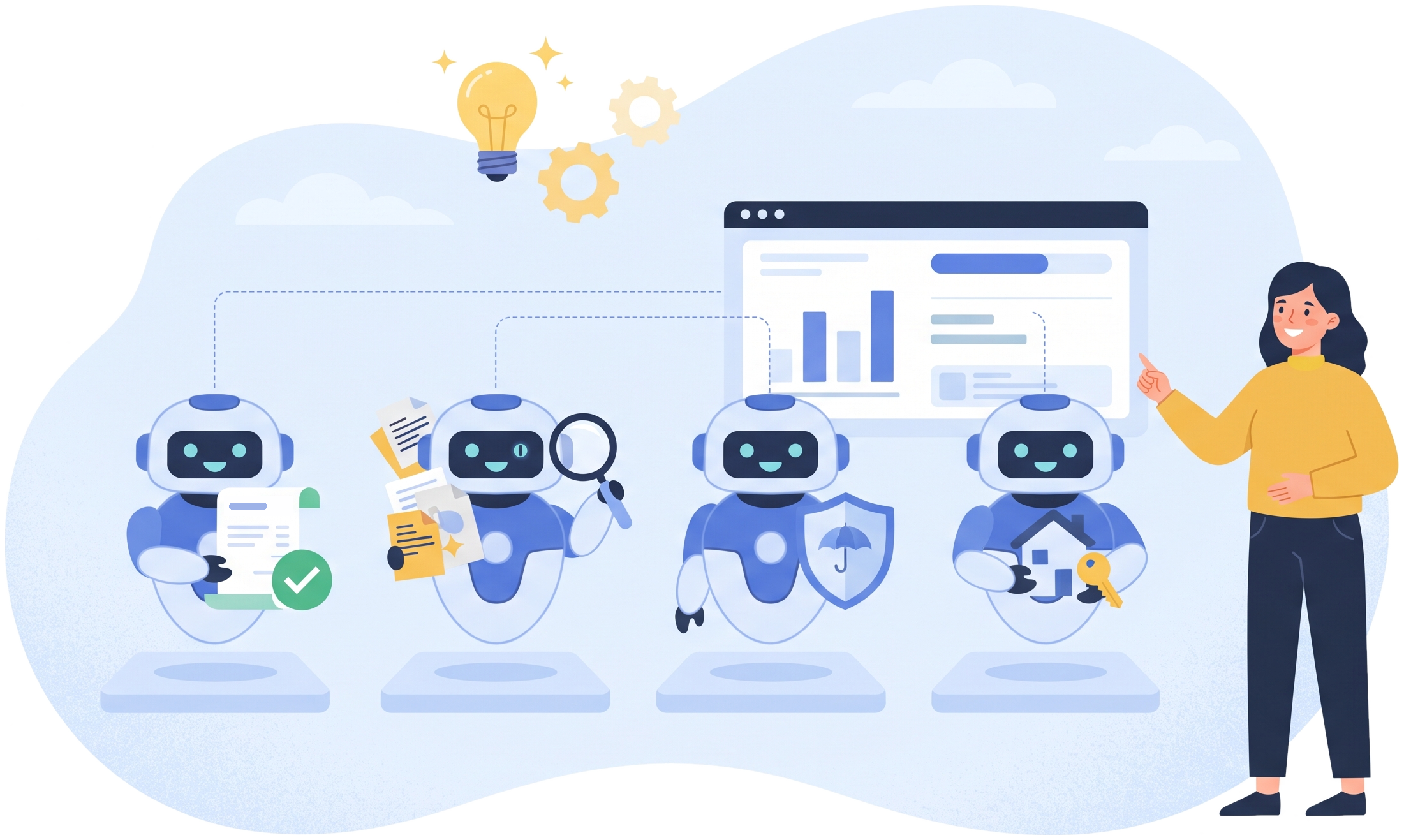 EvolveX Products EvolveX products: four software agents for invoices, document extraction, insurance claims and mortgage loans reporting to one dashboard